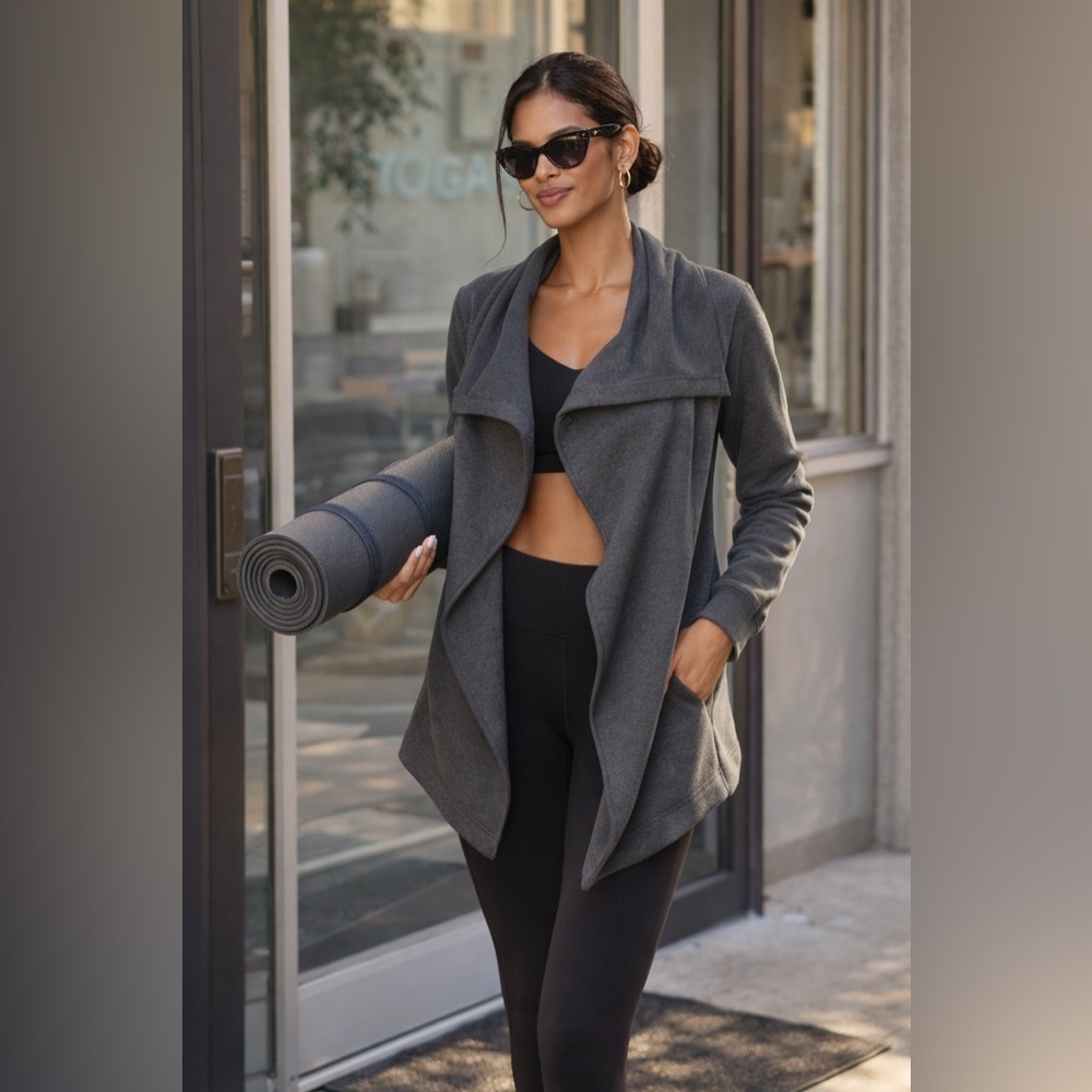 Zella Amazing Cozy Wrap Jacket in Grey Medium Charcoal. Never Worn NWOT